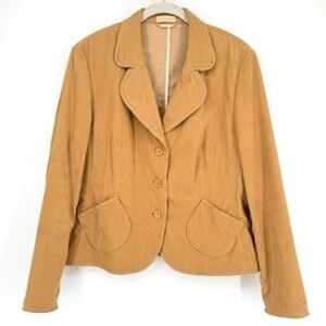 St. Emile Cropped Corduroy‎ Blazer Jacket Tan Three Button Pockets 14